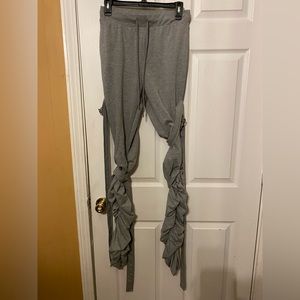 Gray stacks with belts (fashion nova)